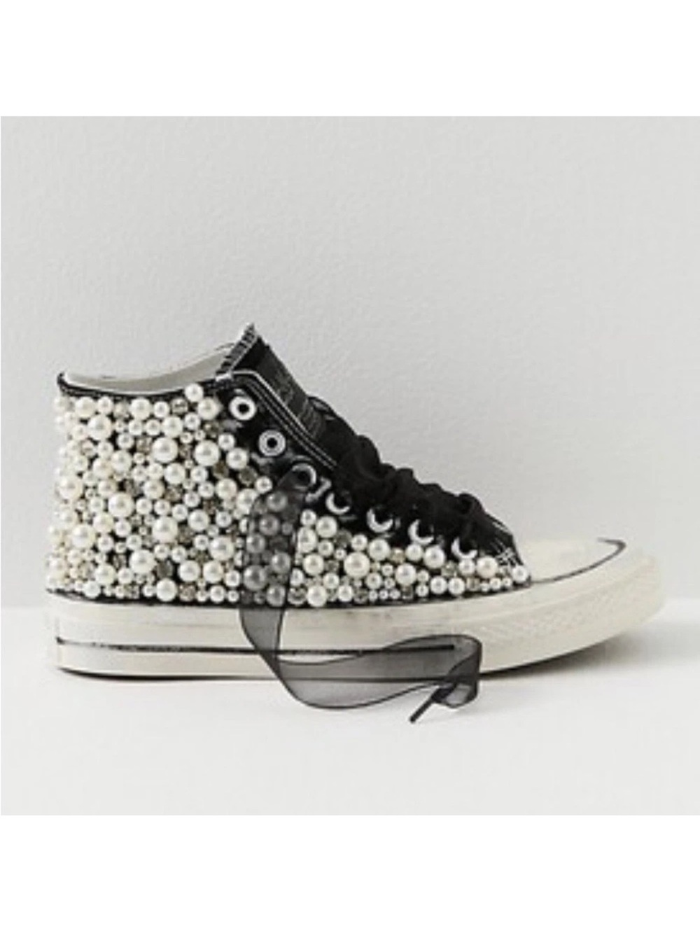 Free People Nan Ku Pearl Crush Hi Top Sneakers  Glam Punk Womens 39 EU 8.5 NWOB